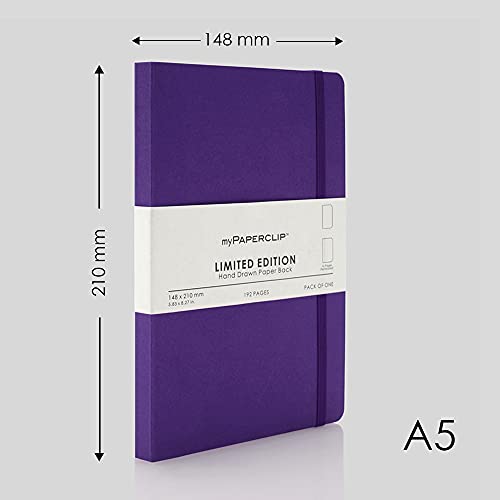 Image of myPAPERCLIP Limited Edition A5 Plain /Unruled Notebook | 192 Pages, 100 GSM, Soft Cover, A5 (5 .83 x 8.27 in) | Flat Lay Design | Bookmark, Elastic Closure | Amethyst