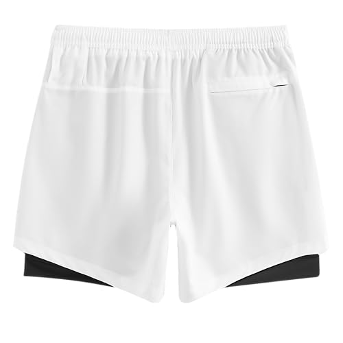 Image of maamgic Mens Workout Shorts 2 in 1 Stretch 5 inch / 7 inch Gym Shorts Running Shorts with Compression Liner Zip Pocket