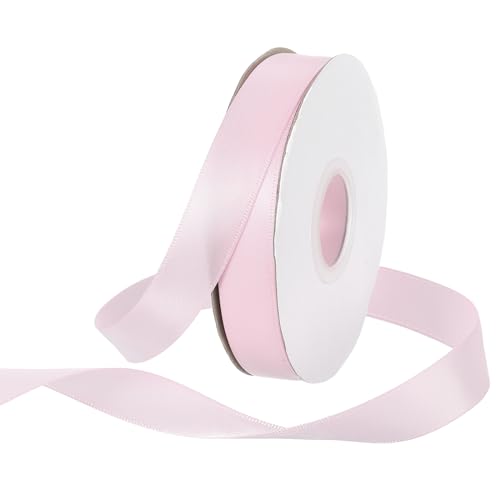Rebower 25 Yard Satin Ribbon Thick Double Face Grosgrain Silk Ribbon, [for Gift Wrapping, Hair Bows, Wedding, Cake, Flower] - 0.6"(1.5cm)/Pale Pink