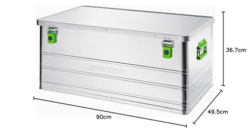 ALUTEC Aluminiumbox Starbox 140 (Inhalt 140 l, Außenmaße (LxBxH) 900 x 480 x 380 mm, staub-/spritzwassergeschützt, inkl. Fanbänder, Werkzeugbox, Aufbewahrungskiste, Gewicht 5,8 kg) 26140