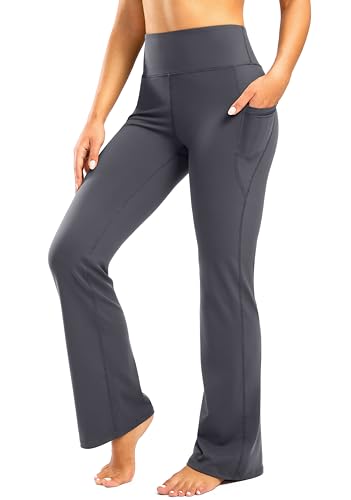 28"/30"/32"/34" Inseam Women's Bootcut Yoga Pants Long Bootleg High-Waisted Flare Pants with Pockets