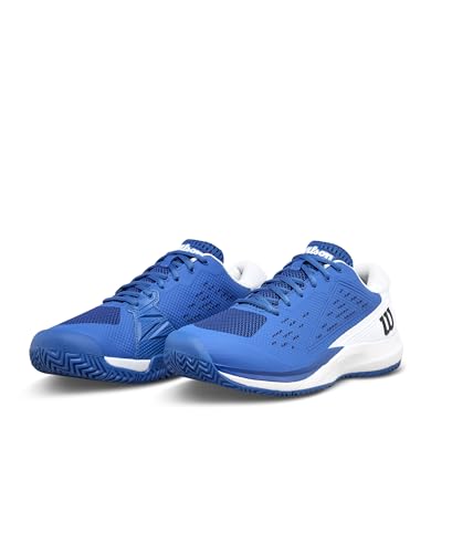 Wilson Rush Pro Ace Herren-Tennisschuhe, Sichere Passform und Dynamische Unterstützung, Verbesserte Stabilität und Traktion, Deja Vu Blue/Weiß/Schwarz, Größe 9,5