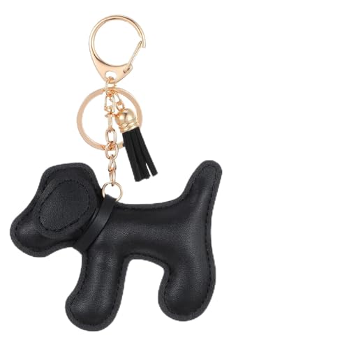 Giantree Hunde Schlüsselanhänger, Leder Taschenanhänger Süße Welpe Hundetasche Anhänger Hunde deko Rucksack Anhänger Geburtstagsgeschenk für Lieblingsmensch Taschenzubehör(Schwarz)