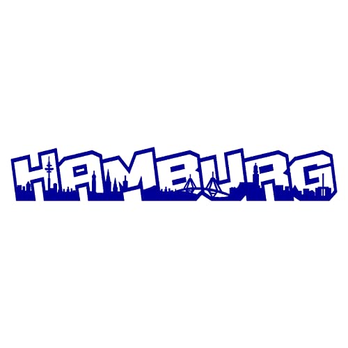 Skyline4u Hamburg Aufkleber Schriftzug Stadtaufkleber 30 x 5cm brillantblau
