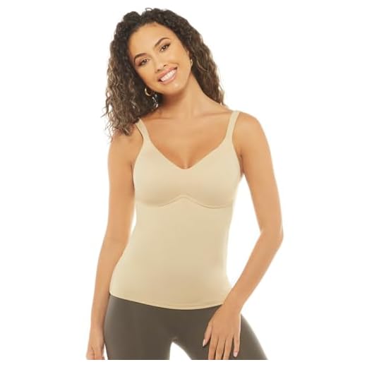 Ahh By Rhonda Shear Women's Molded Cup Bra Camisole with Padded Strap, Nude, 1X
