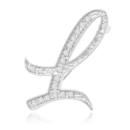 Image of Cicy Bell A-Z Initial 26 Letter Brooch Pins 18k Gold Plated Cubic Zirconia Breastpin Name Personalized Gifts for Women Men