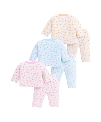 Image of BONUM Baby's Boy's Girl's 100% Cotton Button Shirt with Pyjama Pant Set of 3 New Born Baby Clothes