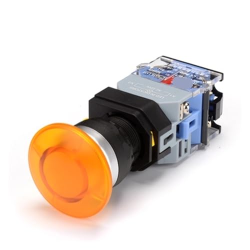 Bouton poussoir jaune lumineux LA38-11XD/2 de 22mm avec contact autobloquant fiable