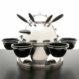 Michael Graves Stainless Steel Fondue Set with all components laid out