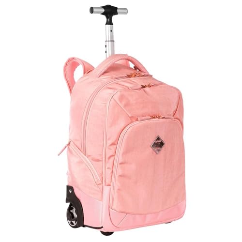 Mochila Sestini Com Carrinho Rolling Grande Rosa Metálico