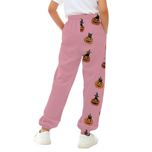 Kids Girls Sweatpants Elastic Waist Joggers Wide Leg Halloween Baggy Pants 𝗗rawstring Trousers with Pocket4