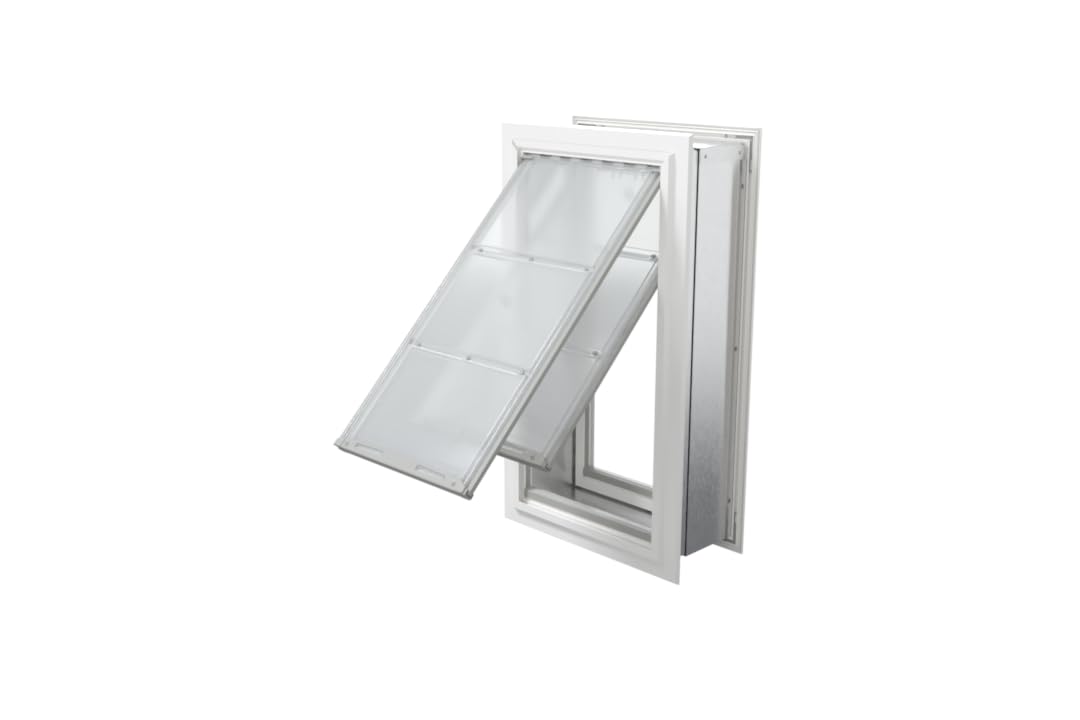Endura Flap Pet Door for Walls in White | Energy-Efficient Double Flap Design for Wall Installations | All-Weather Protection with All-Metal Telescoping Tunnel | White, XL, Double Flap
