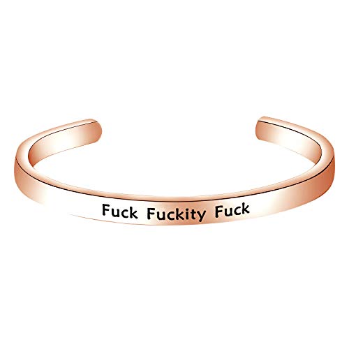 Image of bobauna Fuck Fuckity Fuck Mantra Cuff Bangle Bracelet Funny Jewelry Gift For Best Friends