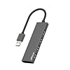 USB Hub, USB 3.0 Hub Aluminum Alloy Ultra Slim USB Splitter, Portable 4 Port USB Extender, USB Hub for Laptop, PC, MacBook, iMac, Surface Pro, Mac Pro, Flash Drive, XPS Black