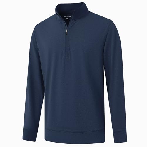 M MAELREG Mens Sweatshirt Athletic Moisture Wicking Lightweight Heather Mock Neck Midlayer 1/4 Zip Pullover Mens