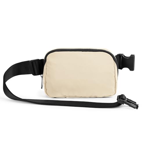 Image of ODODOS Unisex Mini Belt Bag with Adjustable Strap Small Fanny Pack for Workout Running Traveling Hiking, Ivory Black