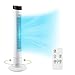 Ventilador de Torre con Control Remoto 102 cm, Ventilador de Pie Oscilante 60°, Silencioso, con Modo de Iones Negativos, Temporizador, 3 Velocidades y 4 Modos de Ventilación - GS - Blanco