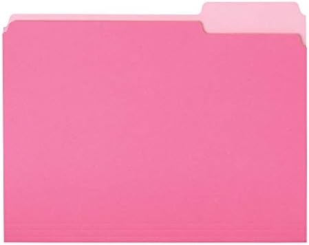 Amazon Basics File Folders, Letter Size, 1/3 Cut Tab, Pink, 36-Pack