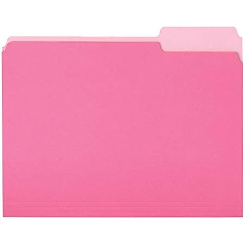 Amazon Basics File Folders for Organization, Letter Size, 1/3 Cut Tab, Pink, 36-Pack