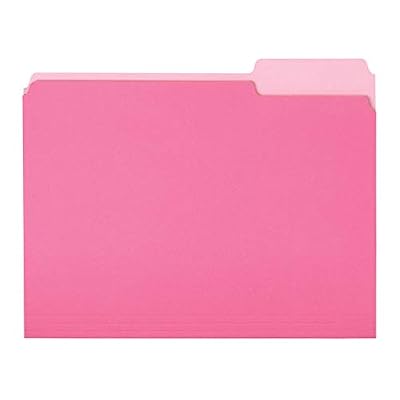 Amazon Basics File Folders for Organization, Letter Size, 1/3 Cut Tab, Pink, 36-Pack