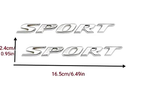 Image of 2 Pcs Sport Emblem Car Sport Badge 3D Metal Sticker Decal Car Side Baffle Trunk Self-Adhesive Logo Nameplate Badge Car Decoration Accessories (Silver)