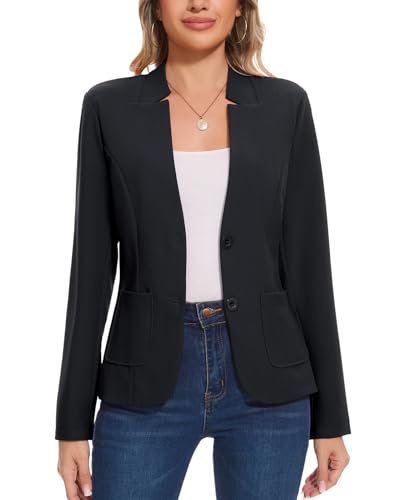MINTLIMIT Blazers for Women Long Sleeve Notch Collar Blazer Button Front Casual Work Office Suit Jackets with Pockets
