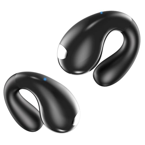 Open Ear Earbuds Wireless Bluetooth 5.3 Earphones, Flexible Clip On Ear buds with 36H Playtime LED Display Bone Conduction Headphones, IPX7 Waterproof Light Weight Fit for Every Ear, Sport, Workout