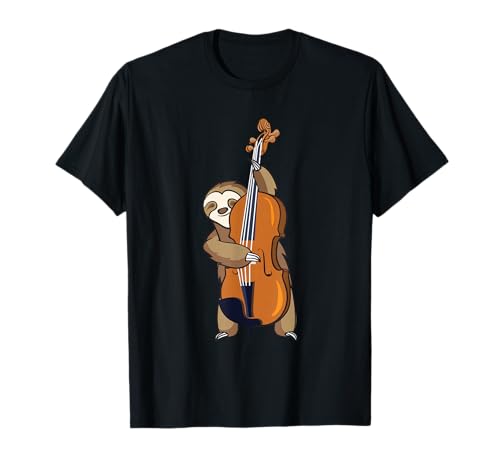 Jazz Sloth Plays Upright Bass T-Shirt Cool Musician Gifts T-Shirt