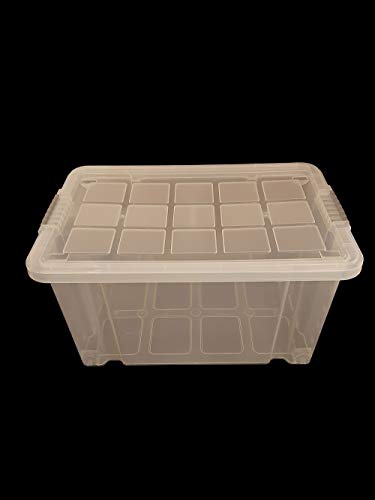 WieWin Eurobox mit Deckel transparent und Rollen 60x40x30 cm 55 Liter Cover