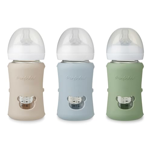 Image of PandaEar 3 Pack Silicone Sleeves for Philips Avent Natural Glass Baby Bottles 8 oz, Shatterproof Anti-Breakage and Heat Resistant Bottle Holder, BPA-Free, Compatible with 8 oz Avent Glass Bottles