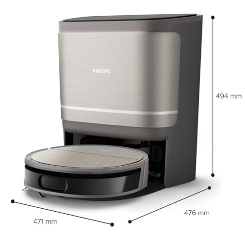 Philips Robot aspirateur Laveur série 9000 - Aspiration Ultra-Forte, Nettoyage à l'eau Douce, Station Tout-en-Un, détection des Obstacles, contrôle Via l'application (XU9100/10)