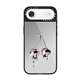 CASETiFY メタル グレーズ iPhone Air ケース [傷つけ防止/鏡面(スマホカバー) / MagSafe対応] - Melting Colored Cherry - シルバー (ブラックバンパー)