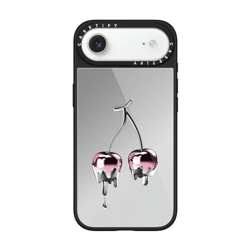 CASETiFY ���^�� �O���[�Y iPhone Air �P�[�X [�����h�~/����(�X�}�z�J�o�[) / MagSafe�Ή�] - Melting Colored Cherry - �V���o�[ (�u���b�N�o���p�[)