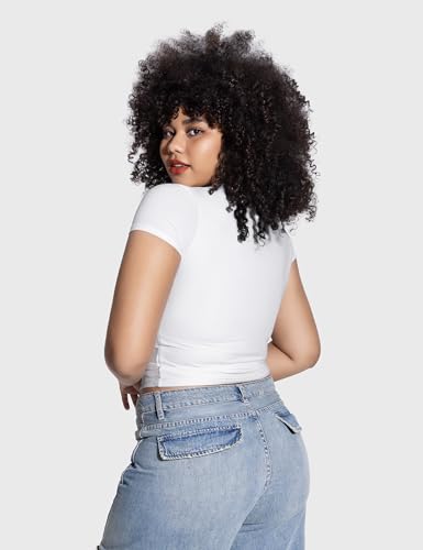 PUMIEY Summer Tops for Women Slim Fit Short Sleeve T Shirts Sexy Y2K Crop Top, Splashed White X-Small by PUMIEY - Used condition - Image 10