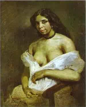 Peinture à l'huile Aspasia 1824 Delacroix, reproduction haut de gamme sur toile de lin 30x36