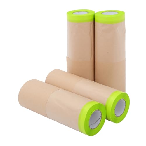 Ciieeo 4 Piezas Papel Kraft para Enmascarar Pintura Automotriz Película Protectora Resistente al Polvo para Coches Muebles y Lámina Protectora para Contratistas