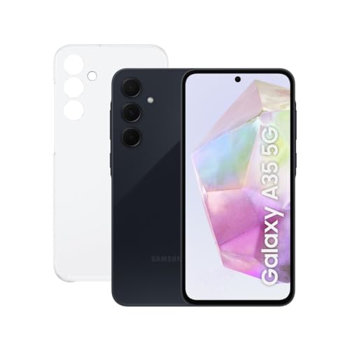 Samsung Galaxy A35 5G 128GB + Funda Transparente - Teléfono Móvil Android, Smartphone Libre, 6GB RAM, Batería 2 Días de Duración, Cámara 50MP, Negro (Versión Española)