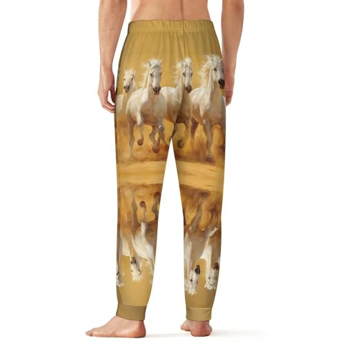 Running Horses White Horse Men's Pajama Bottoms Sleep Lounge Soft Comfy Pants Sleepwear3