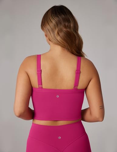 Image of UNISSU Hugcurve Adjustable Longline Sports Bra Square Neck Workout Tank Crop Tops for Women with Built in Bra Padded Camisole