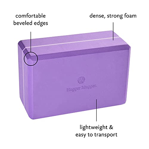 Hugger Mugger 4" Foam Yoga Block - Purple - Strong And Stable, Beveled Edges For Comfort, Most Favored Block Size, Helps With Alignment And Support In Many Poses #TOP3