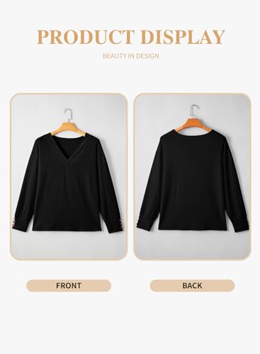 Eytino Plus Size Tops for Women Casual V Neck Long Sleeve Buttons Hollow Out Lace Embroidered Blouses Shirts(1X-5X)4