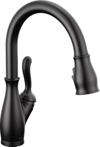 Delta Leland Touchless Kitchen Faucet with Touch Technology, Matte Black Kitchen Sink Faucet with Pull Down Sprayer, Single Hole, Matte Black 9178TL-BL-DST