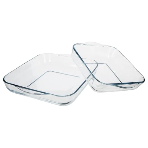 FIVE Simply Smart - Lot de 2 Plats Culinaires en Verre Carrées 28cm Transparent