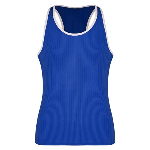 Camiseta sin mangas para hombre, lisa y transpirable, con espalda en Y, estilo británico, para correr, senderismo y al aire libre, azul, L