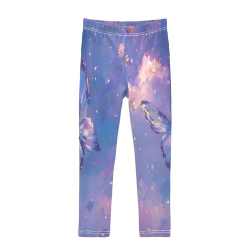 Toddler Girls Leggings Printed Yoga Pants Leggings Purple Butterfly for Kids