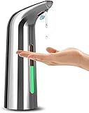 MIFULY Automatic Soap Dispenser, 4 Levels Adjustable, for Kitchen and Bathroom, Touchless with Infrared Motion Sensor, Waterproof, 400ml/14oz Silver