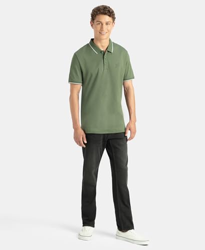 Image of Jockey 3911 Men Super Combed Cotton Rich Solid Half Sleeve Polo T-Shirt (Prints May Vary)