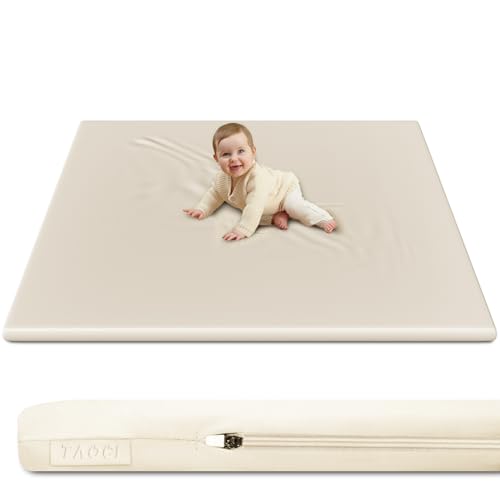 Image of TAOCI Padded Baby Play Mat Soft Vegan Leather with Thicken Foam Mat Easy Wipe-Clean Cushioned & 2 Sides Waterproof Baby Tummy Time Playmat Fits 50" x50" Playpens