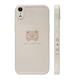 Ownest Compatible with iPhone XR Case Cute Painted Design Brown Bear with Cheeks for Women Girls...