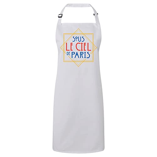 Tablier cuisine premium blanc look vintage chic de luxe fabriqué en France